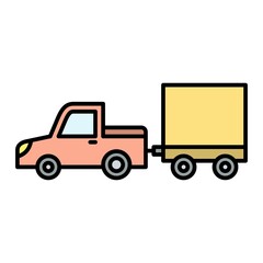 Vector Baggage Truck Filled Outline Icon Design