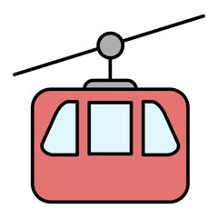 Vector Cable Car Filled Outline Icon Design