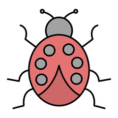 Vector Ladybug Filled Outline Icon Design