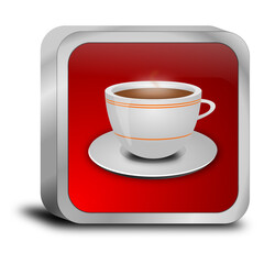 Button with a Cup of Coffee - 3D illustration