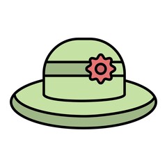 Vector Sun Hat Filled Outline Icon Design