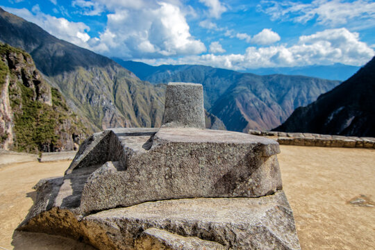 Intihuatana in Machu Picchu,  ritual stone associated with the astronomic clock or calendar of the Inca