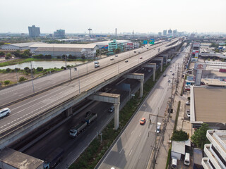 Intersection overpass transport road sunny day in city