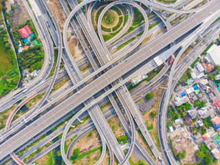 Intersection overpass transport road sunny day in city