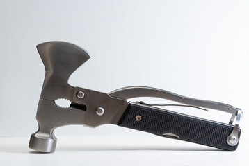 multi purpose tool on white background  ,camping and survival tools