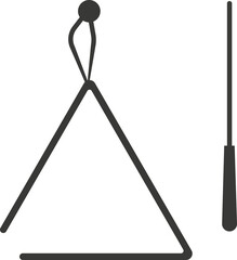 Black flat silhouette of a triangle with a metal stick.