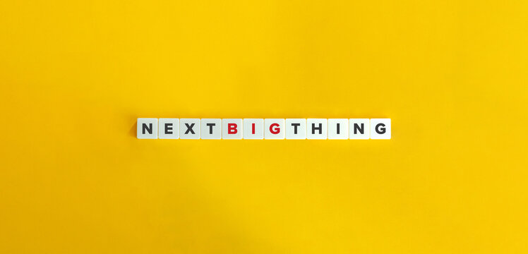 Next Big Thing banner and concept. Block letters on bright orange background. Minimal aesthetics.