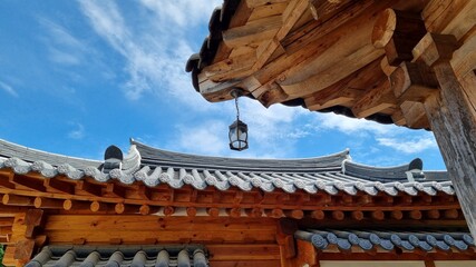 Clear sky and Korean traditional house style