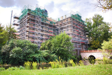 Blick auf die Baustelle am Schloss Köthen, Wirkungsstätte von Johann Sebastian Bach, Sachsen...