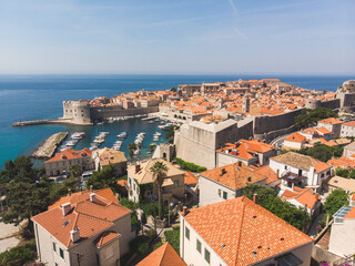 Fototapeta na wymiar A panoramic view of the walled city, Dubrovnik, Croatia.