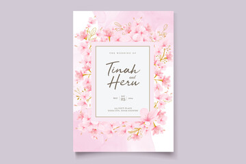 watercolor cherry blossom floral and leaves card set