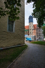 Blick auf die Baustelle am Schloss Köthen, Wirkungsstätte von Johann Sebastian Bach, Sachsen Anhalt, Deutschland