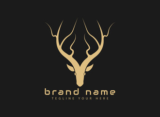 antelope logo vector. animal design dengan warna emas