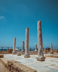 Remainings of ancient town Caesarea on Mediterranean coast