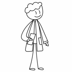 vector isolated stick figure doctor in lab coat