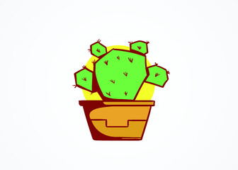 cute cartoon cactus in a pot