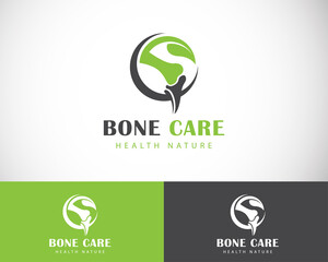 bone care logo creative health nature leave clinic solution design concept
