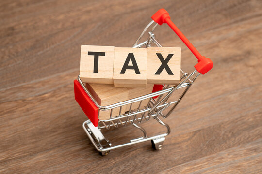 消費税、付加価値税のコンセプト（買い物カゴとTAXという単語）