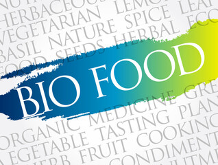 BIO FOOD word cloud collage, food concept background