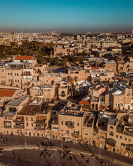 Fototapeta na wymiar Jaffa Aerial view on a sunset. Tel Aviv, Israel