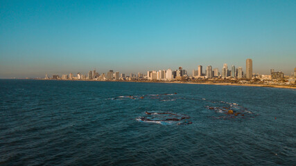 Jaffa Aerial view on a sunset. Tel Aviv, Israel