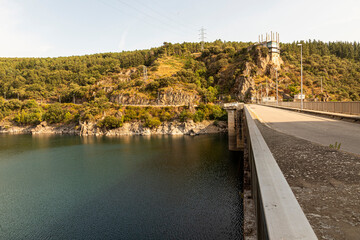 Obraz premium Ponferrada, Spain. The Presa de Barcena (Barcena Dam), a gravity dam in El Bierzo region with a hydroelectric power station