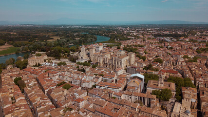 Naklejka premium Aerial view of Avignon Cathedral. Avignon, Provence, France