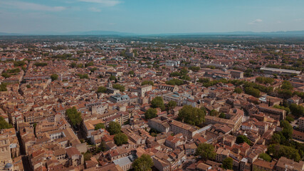 Aerial view of Avignon Cathedral. Avignon, Provence, France
