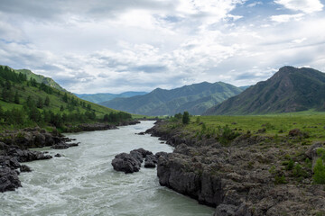 Altai mountains, Russia. This is the narrowest and deepest place of river - harsh beauty of nature