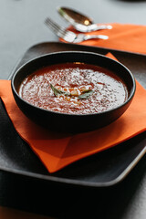 Served soup from vegetables