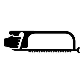 Hacksaw for metal in hand Saw tool Cutting icon black color vector illustration flat style image