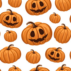 Halloween pumpkin seamless pattern. Scary repeating texture, endless background. Vetor illustration