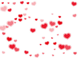 Beautiful red hearts falling vector illustration.