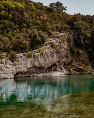Gardon river through canyon in Provenve, France
