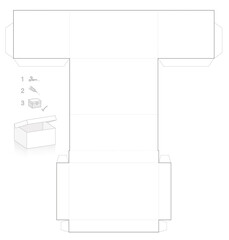 Template of cardboard box with lid that can be opened, simple paper model. Cut out, fold and glue it. Vector illustration.
