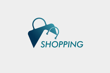 Creative shopping logo design with silhouette of bag. online shopping logo design illustration