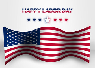 Fototapeta premium Happy Labor Day abstract background with amazing 3D waving effect of USA flag. You can use this asset for flyer, card, poster, greeting, game, broadcast, streaming, illustration, education and anymore