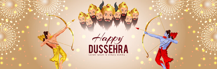 Fototapeta na wymiar Creative vector illustration of happy dussehra celebration greeting card