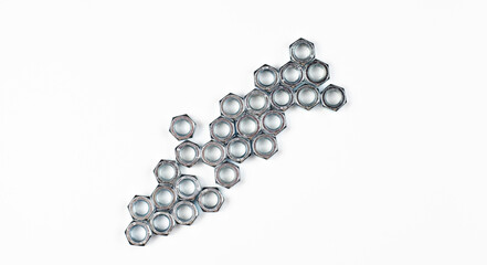 Screw-nut. Iron Hexagons. female screw. On a white background.