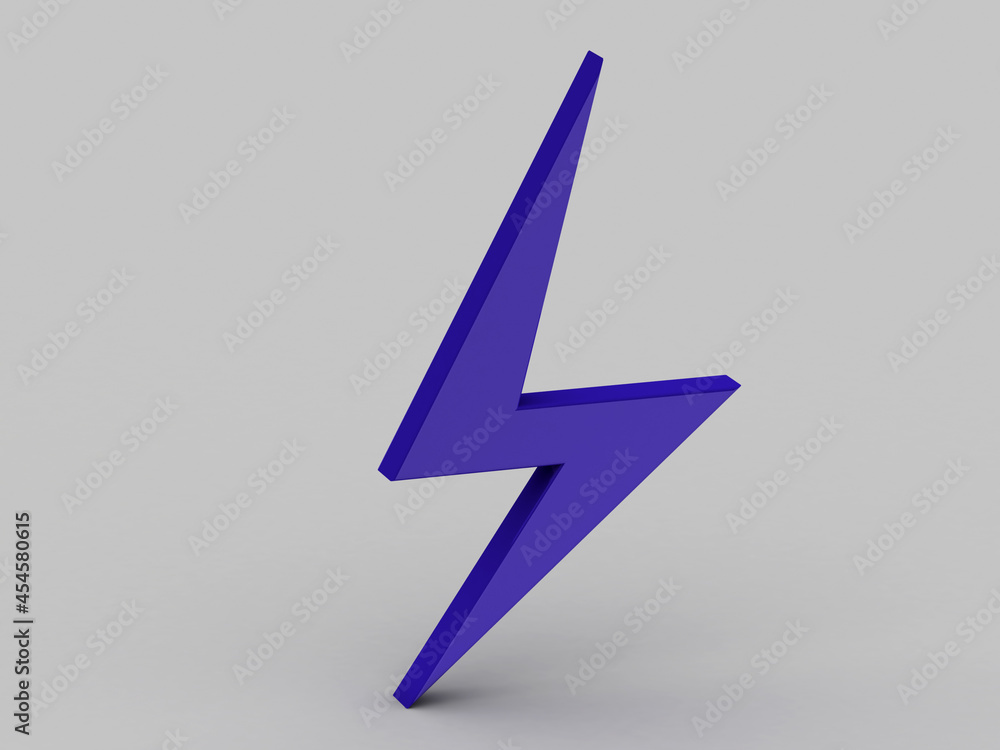 Poster 3d rendering thunder on white background