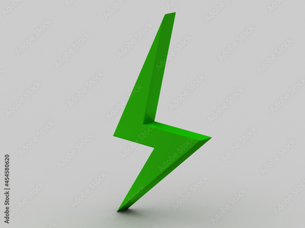 Poster 3d rendering thunder on white background