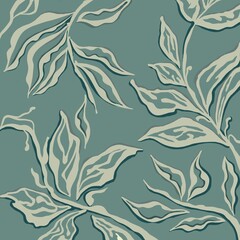 Random branches with foliage in abstract contrast design