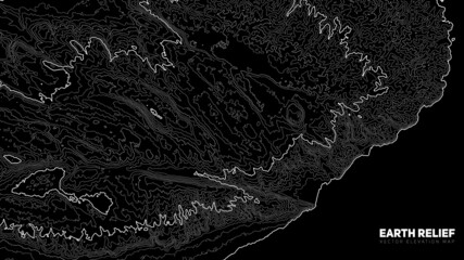 Vector abstract earth relief map. Generated conceptual elevation map.