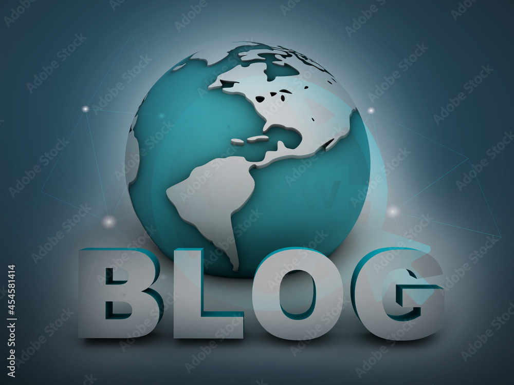Aufkleber 3d rendering blog with globe