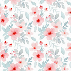 Pink pastel flower watercolor seamless pattern
