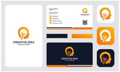 modern, elegant, and simple creative idea human and bulb logo design. design inspiration business card and icon app