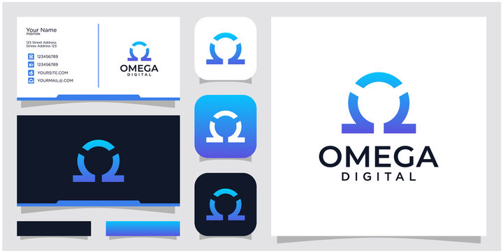 illustration omega digital symbol, sign design. design inspiration business card and icon app
