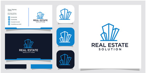 Real estate construction logo design inspiration. icon and business card Premium Vector