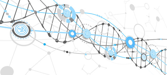 Science template, wallpaper or banner with a DNA molecules. Vector