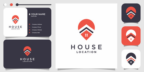 Fototapeta na wymiar House logo concept with pin location style Premium Vector